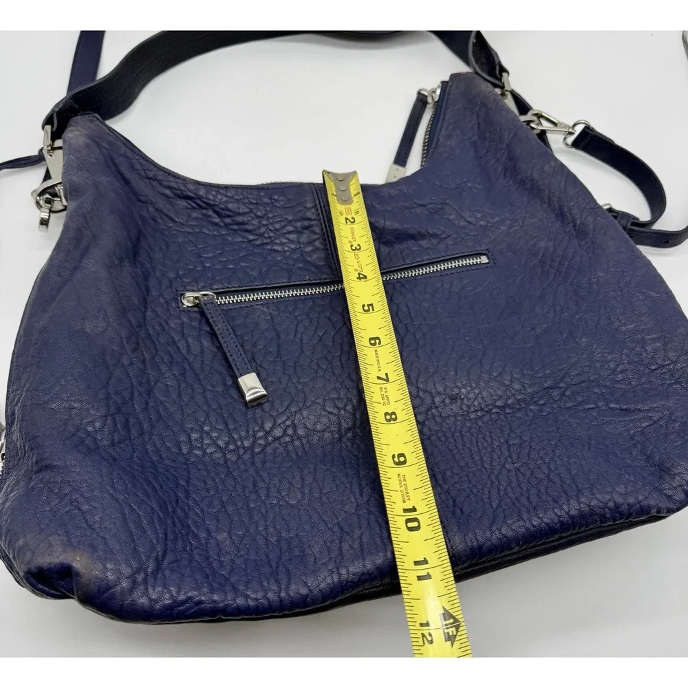 Vince Camuto Riley Hobo Bag Peacoat Blue Bubble Lamb Leather Shoulder Crossbody